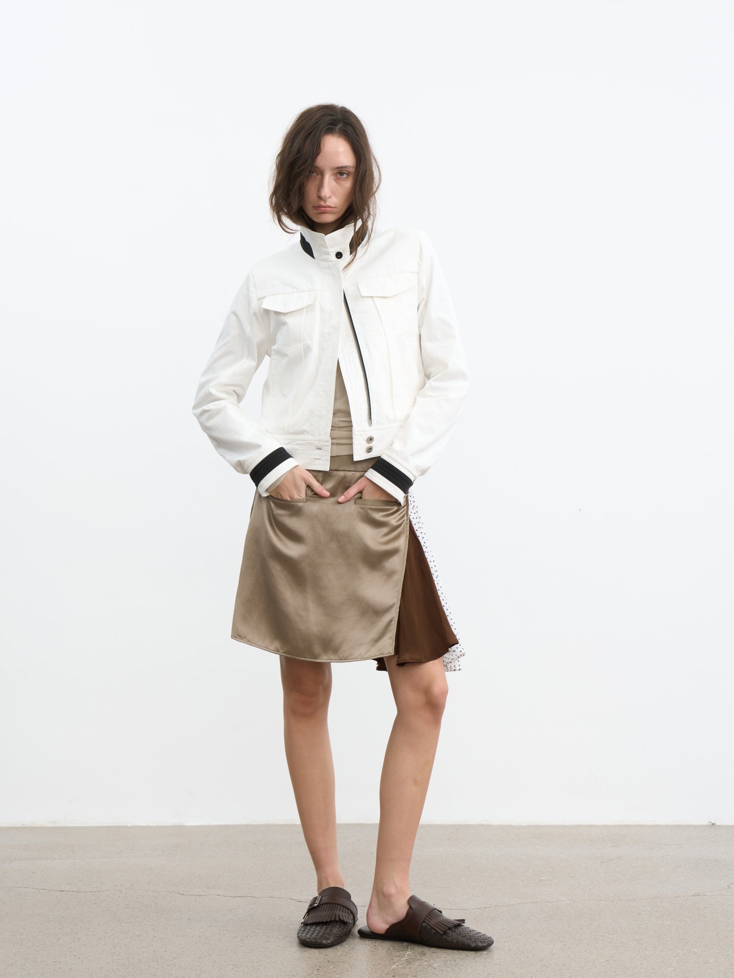 JCAESAR WOMEN Sharp‑shoulder contrast‑color jacket