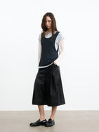 JCAESAR WOMEN Saddle‑pleated body‑hugging leather pants