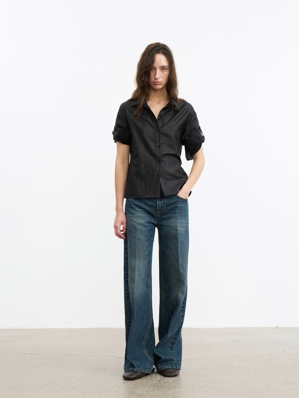 JCAESAR WOMEN Waxed adjustable‑waist shirt