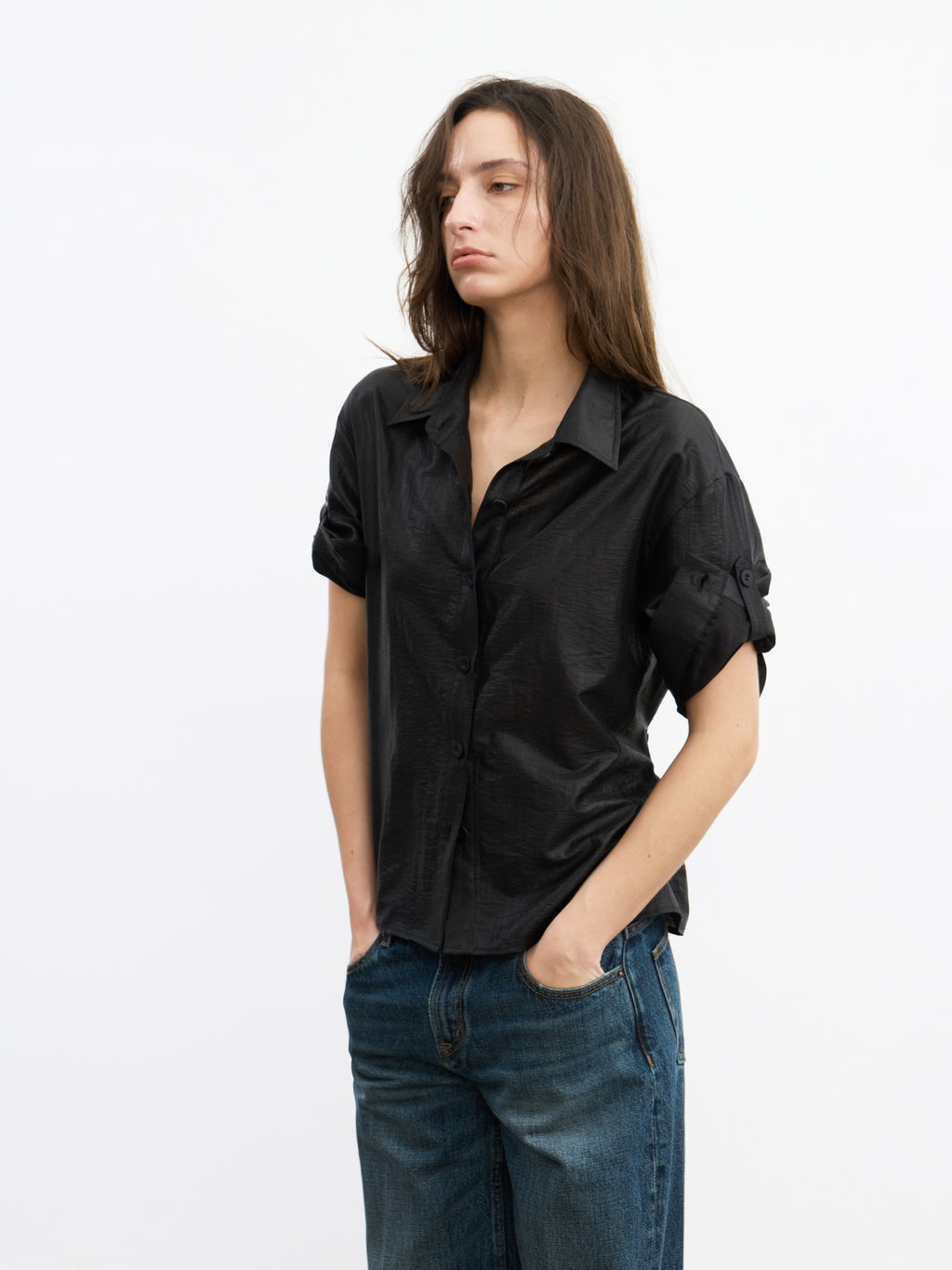 JCAESAR WOMEN Waxed adjustable‑waist shirt