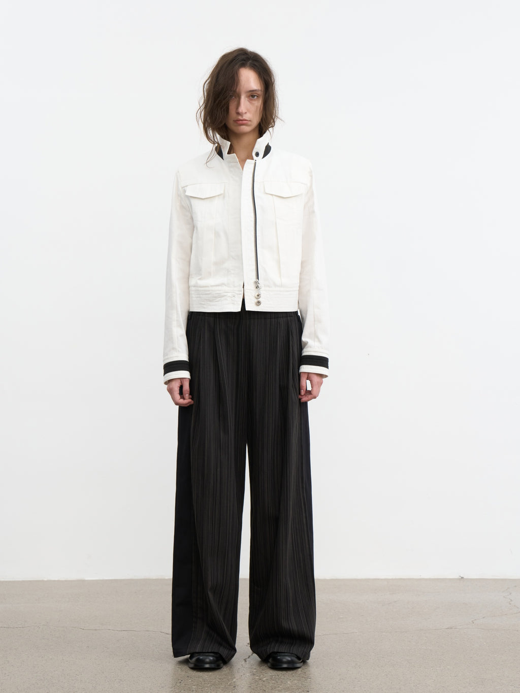 JCAESAR WOMEN Sharp‑shoulder contrast‑color jacket