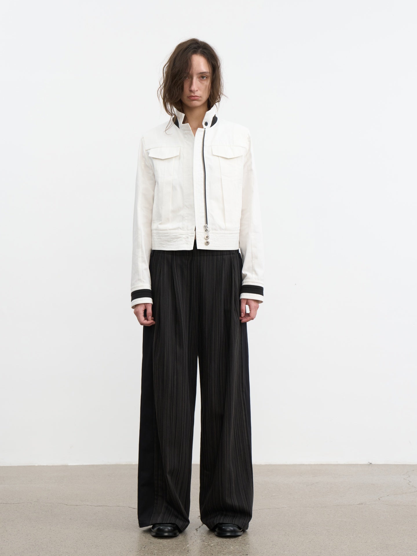 JCAESAR WOMEN Sharp‑shoulder contrast‑color jacket