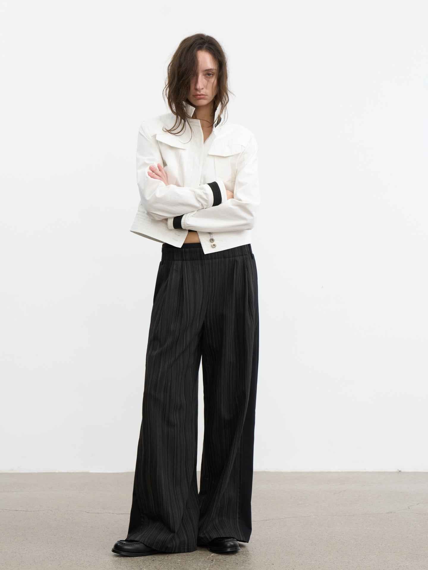 JCAESAR WOMEN Sharp‑shoulder contrast‑color jacket