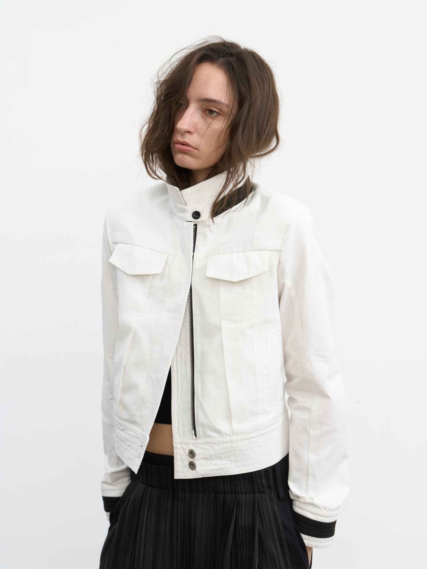 JCAESAR WOMEN Sharp‑shoulder contrast‑color jacket