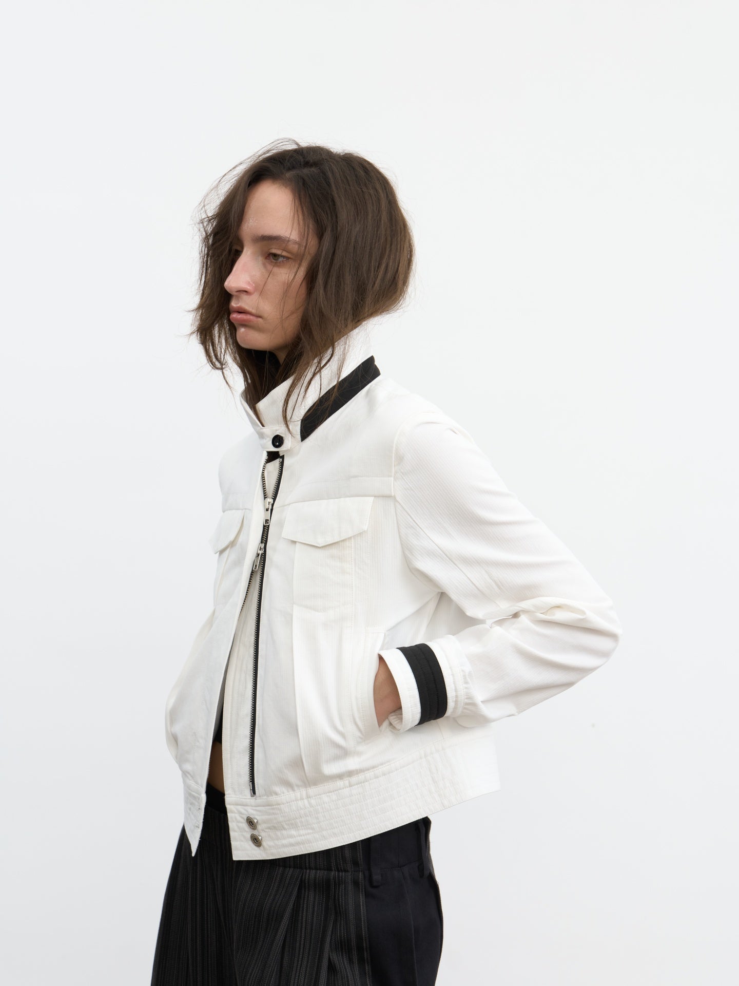 JCAESAR WOMEN Sharp‑shoulder contrast‑color jacket