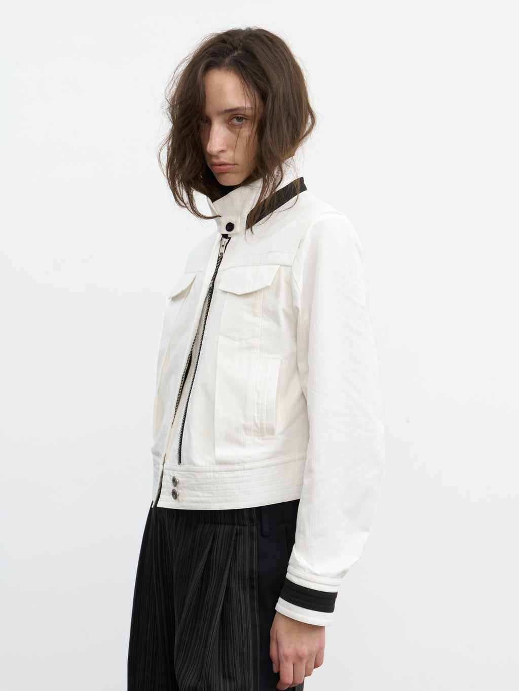 JCAESAR WOMEN Sharp‑shoulder contrast‑color jacket