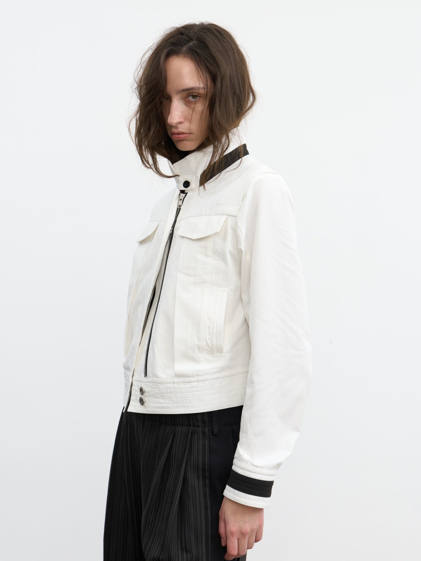 JCAESAR WOMEN Sharp‑shoulder contrast‑color jacket