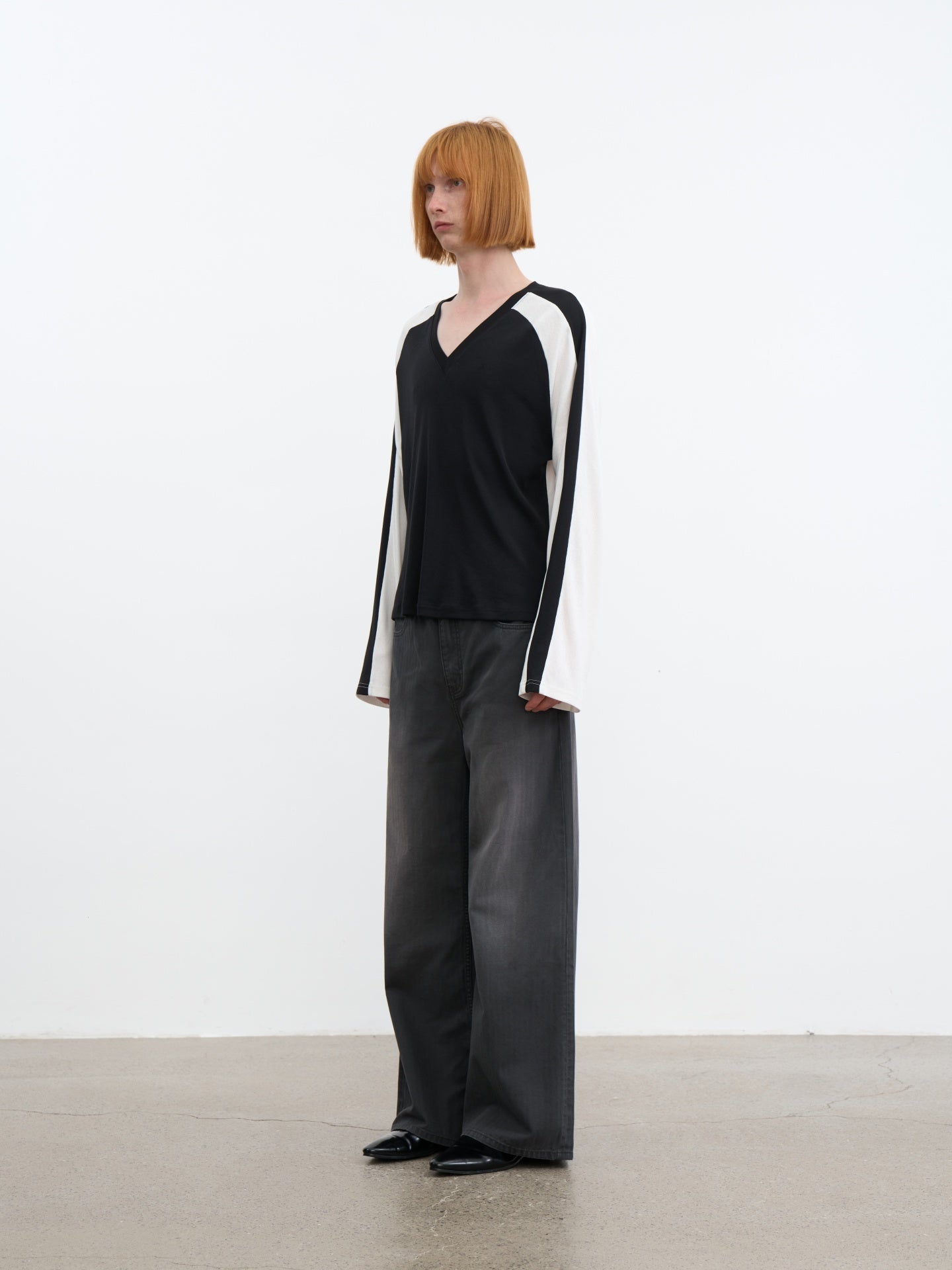 JCAESAR Contrast‑color raglan hockey long‑sleeve shirt