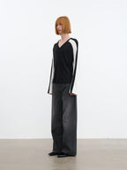 JCAESAR Dark‑stripe grey‑mist washed denim jeans