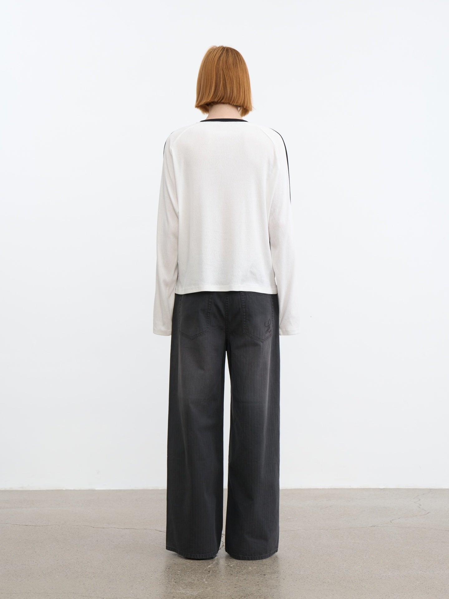 JCAESAR Dark‑stripe grey‑mist washed denim jeans