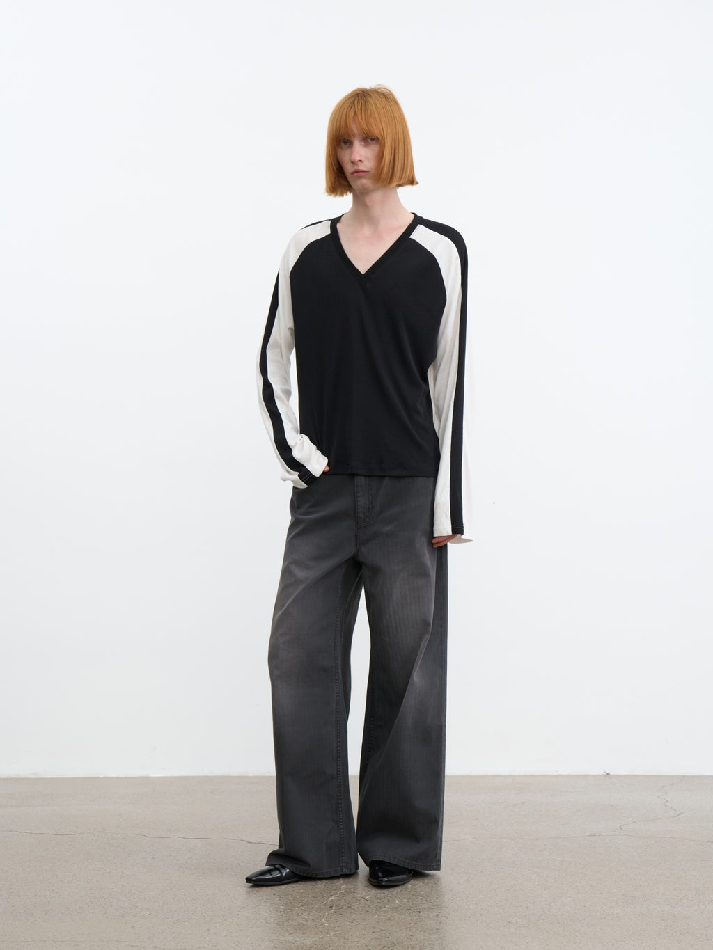 JCAESAR Contrast‑color raglan hockey long‑sleeve shirt