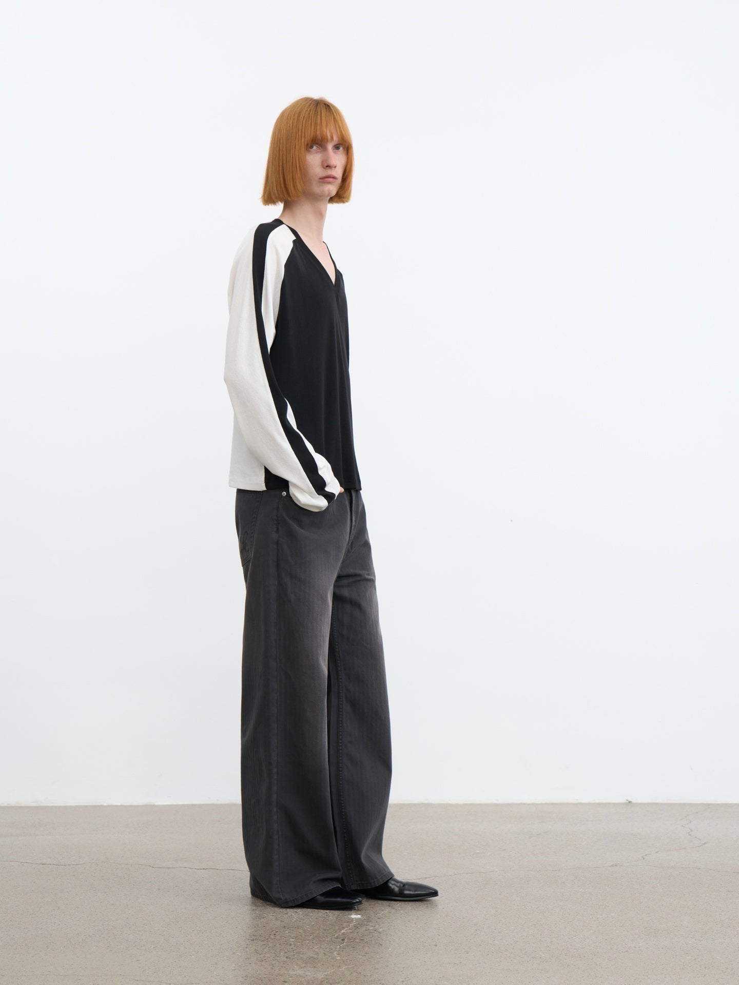 JCAESAR Contrast‑color raglan hockey long‑sleeve shirt