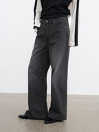 JCAESAR Dark‑stripe grey‑mist washed denim jeans