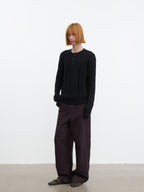 JCAESAR Henley collar scale‑pattern knit long‑sleeve