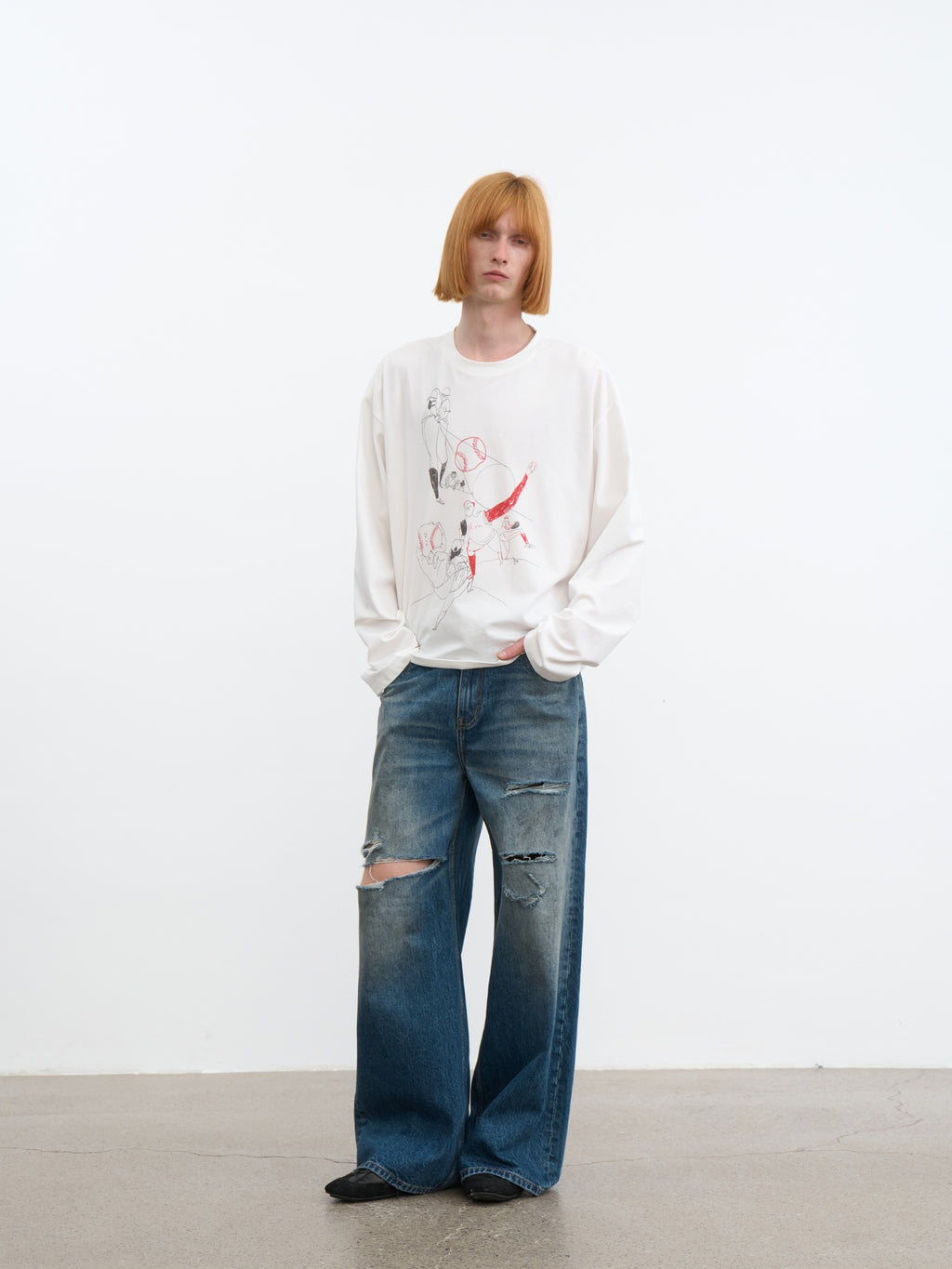 JCAESAR Baseball battle‑print long‑sleeve shirt
