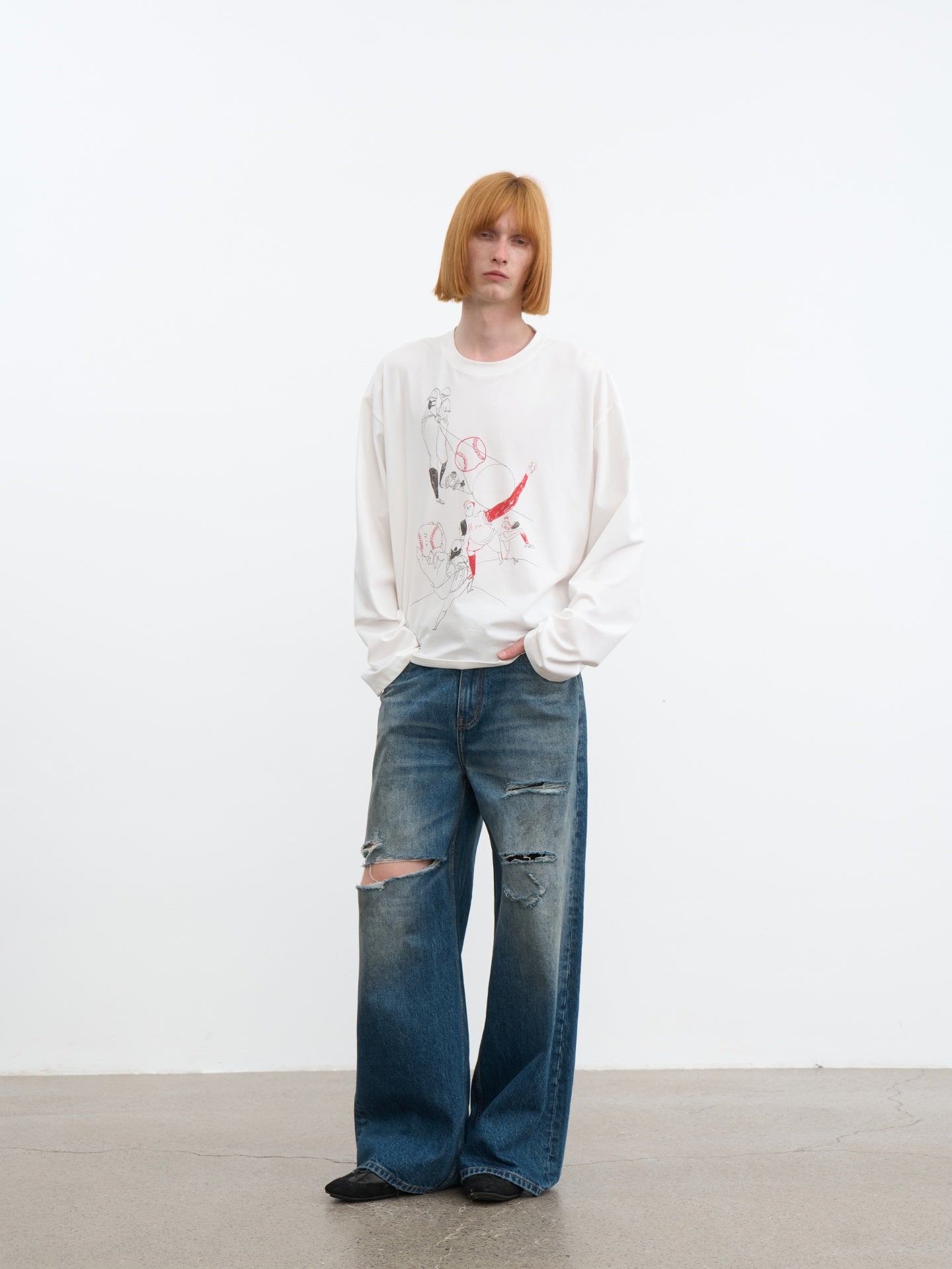 JCAESAR Baseball battle‑print long‑sleeve shirt