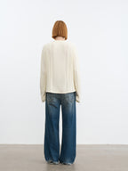JCAESAR Henley collar scale‑pattern knit long‑sleeve