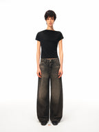 JCAESAR WOMEN Twisted Pleated Asymmetric‑Shoulder Tee
