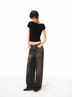 JCAESAR WOMEN Twisted Pleated Asymmetric‑Shoulder Tee