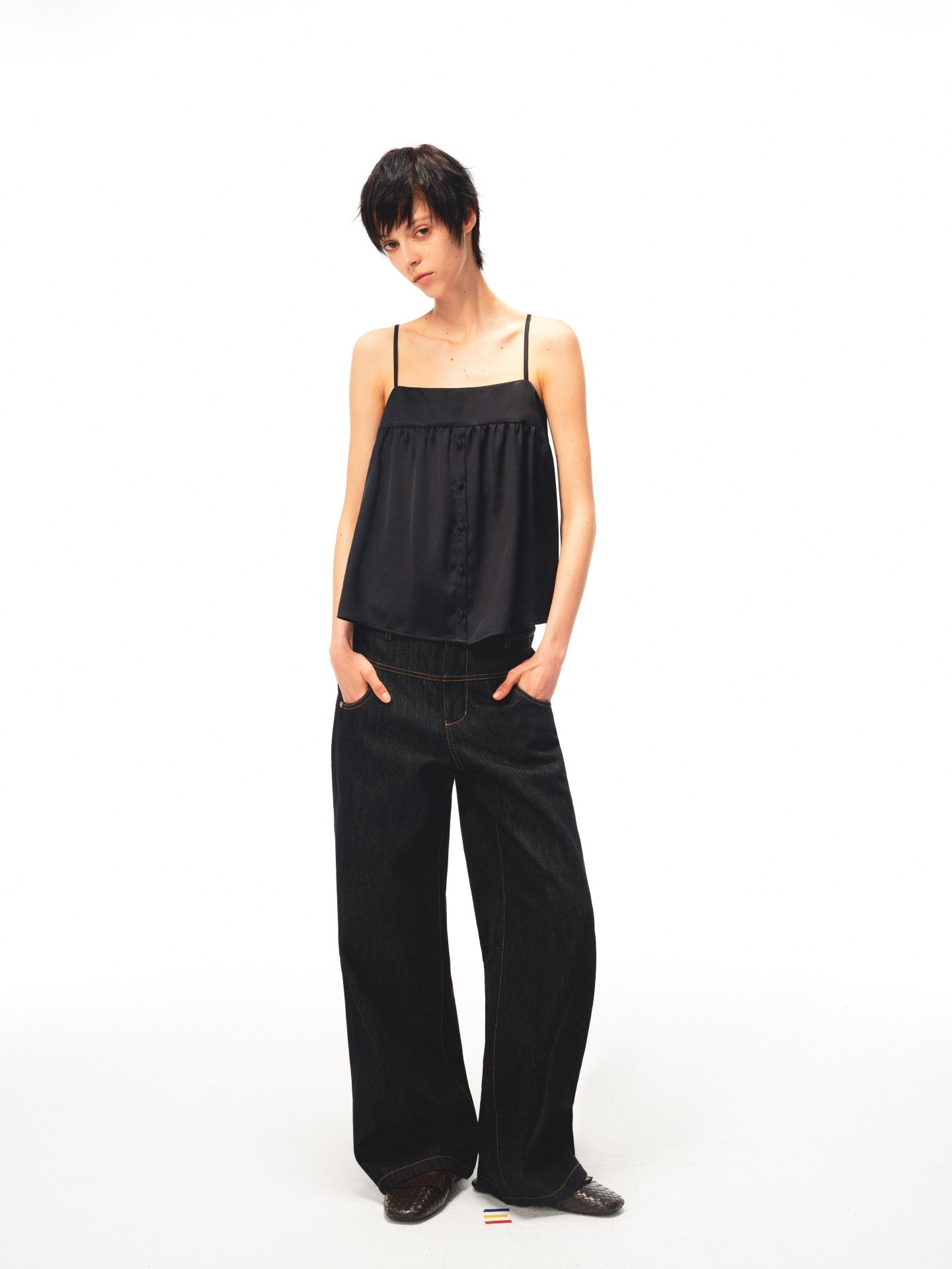 JCAESAR WOMEN Willow‑drape half‑placket cami