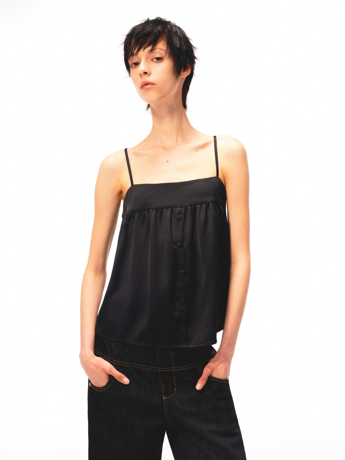 JCAESAR WOMEN Willow‑drape half‑placket cami