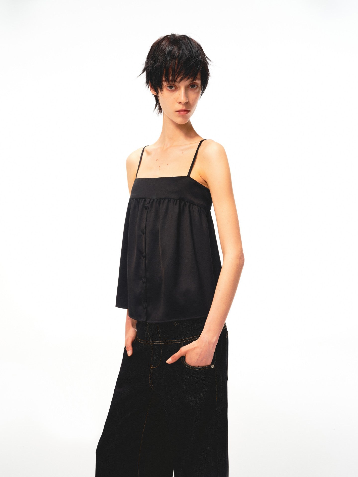 JCAESAR WOMEN Willow‑drape half‑placket cami