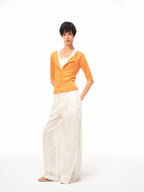 JCAESAR WOMEN Cable‑Knit Semi‑Sheer Short‑Sleeve Top