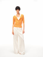 JCAESAR WOMEN Cable‑Knit Semi‑Sheer Short‑Sleeve Top