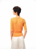 JCAESAR WOMEN Cable‑Knit Semi‑Sheer Short‑Sleeve Top