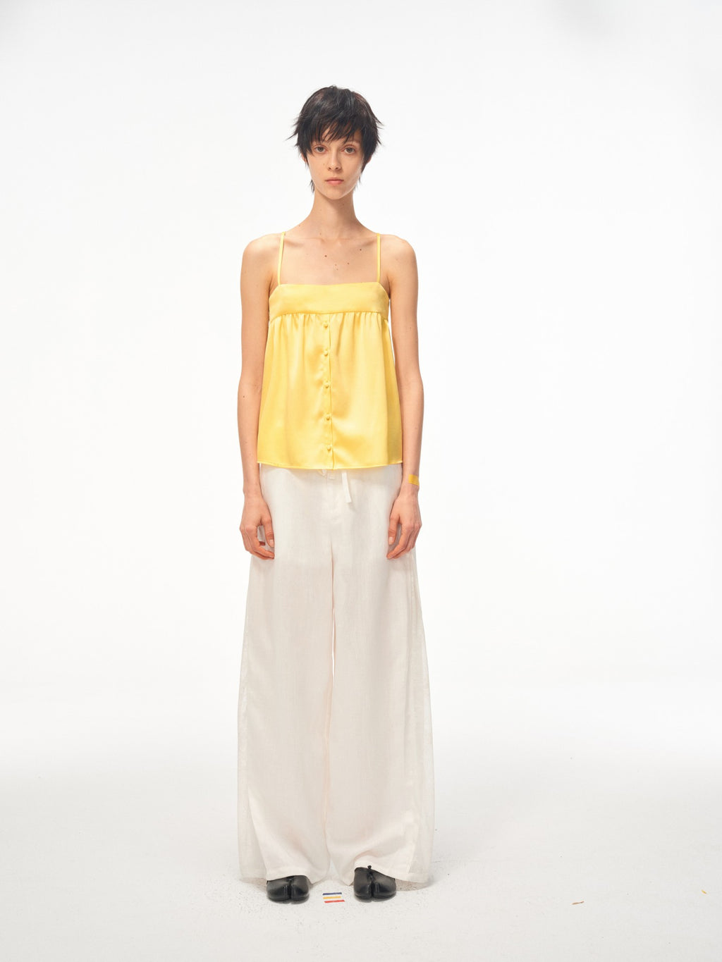 JCAESAR WOMEN Linen trousers with lace panels and pleats