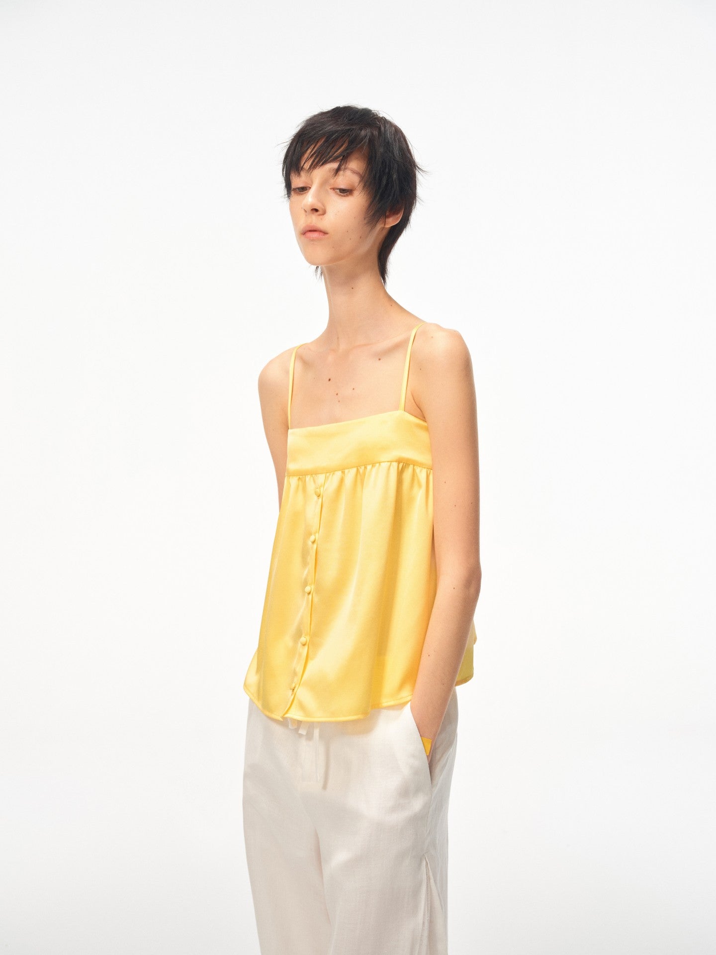 JCAESAR WOMEN Willow‑drape half‑placket cami