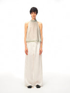 JCAESAR WOMEN Linen trousers with lace panels and pleats