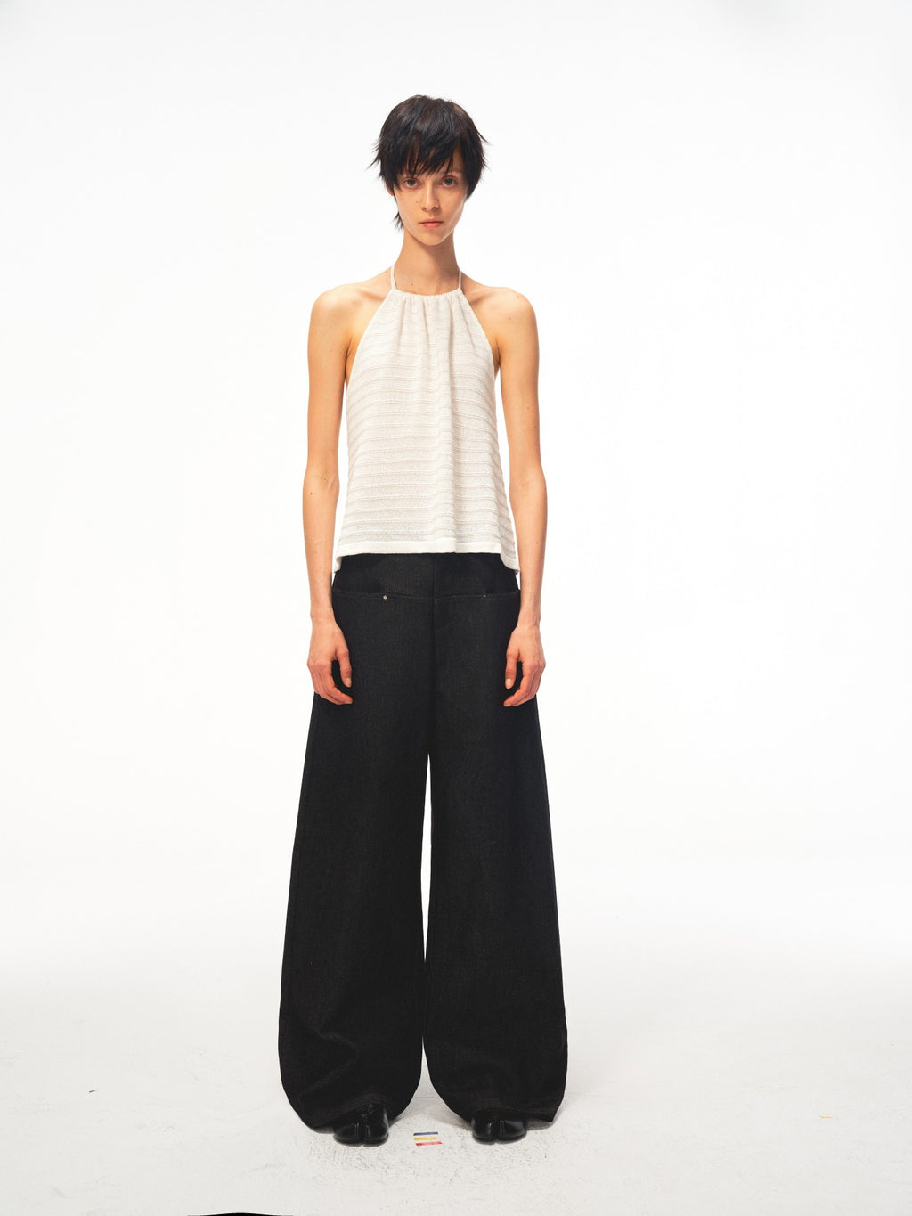 JCAESAR WOMEN Draped rib‑knit halter tank