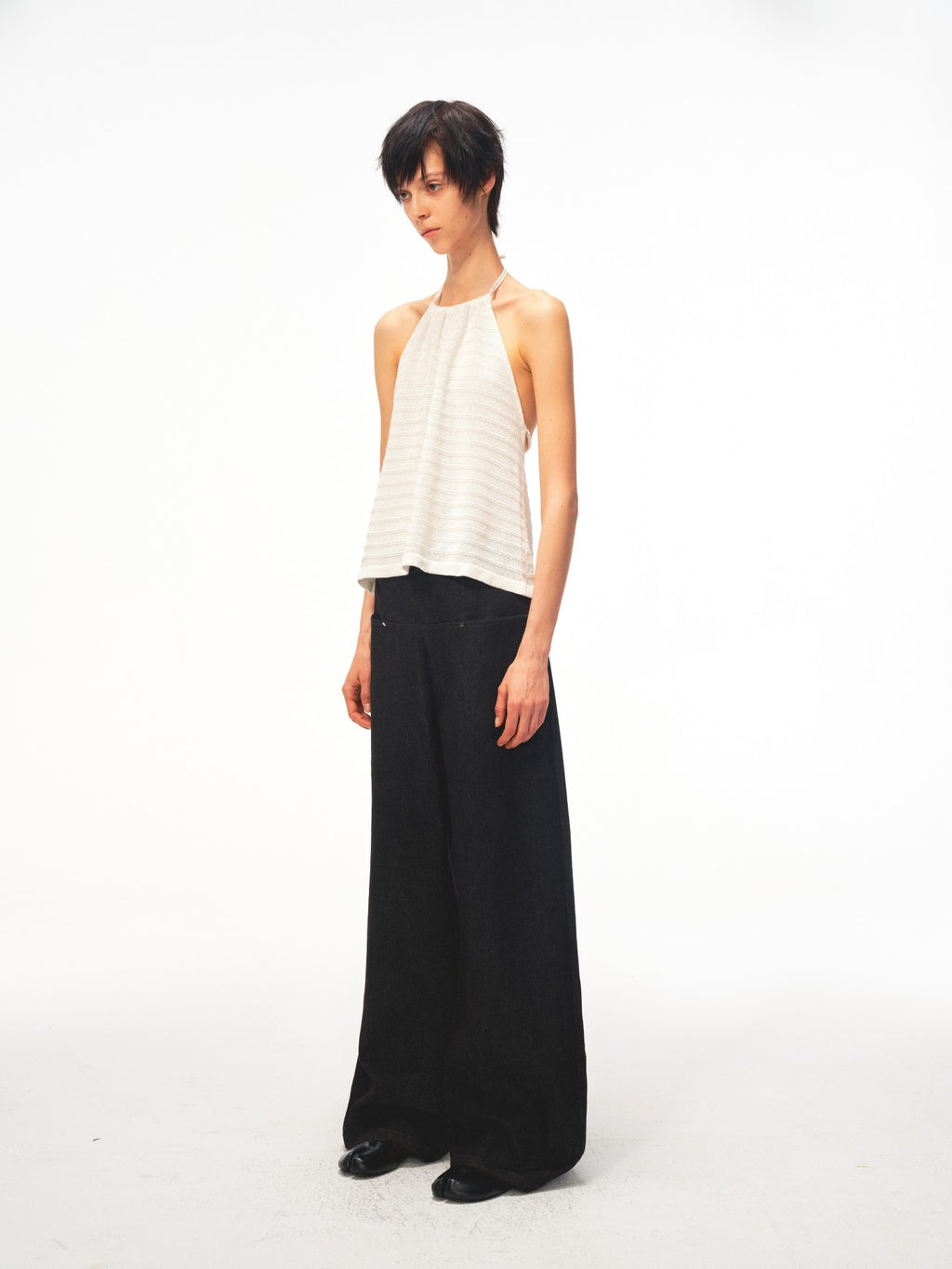 JCAESAR WOMEN Draped rib‑knit halter tank