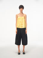 JCAESAR WOMEN Wide‑leg pleated mid‑length denim shorts