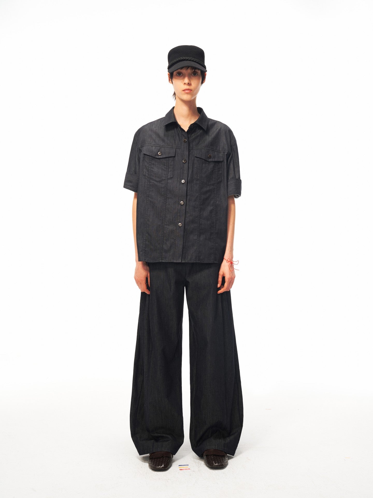 JCAESAR WOMEN Ultra‑Light Raw Denim Pleated Trousers