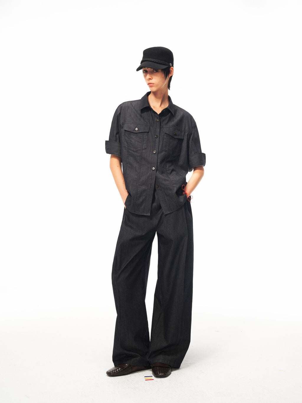 JCAESAR WOMEN Ultra‑Light Raw Denim Pleated Trousers