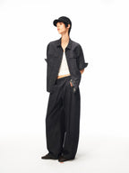 JCAESAR WOMEN Ultra‑Light Raw Denim Pleated Trousers
