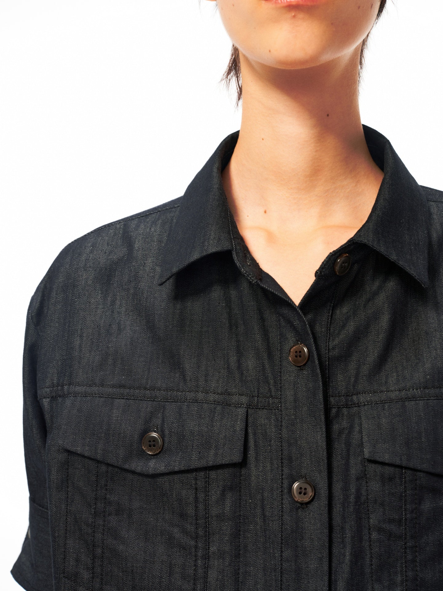 JCAESAR WOMEN Mid‑sleeve folded dandy shirt