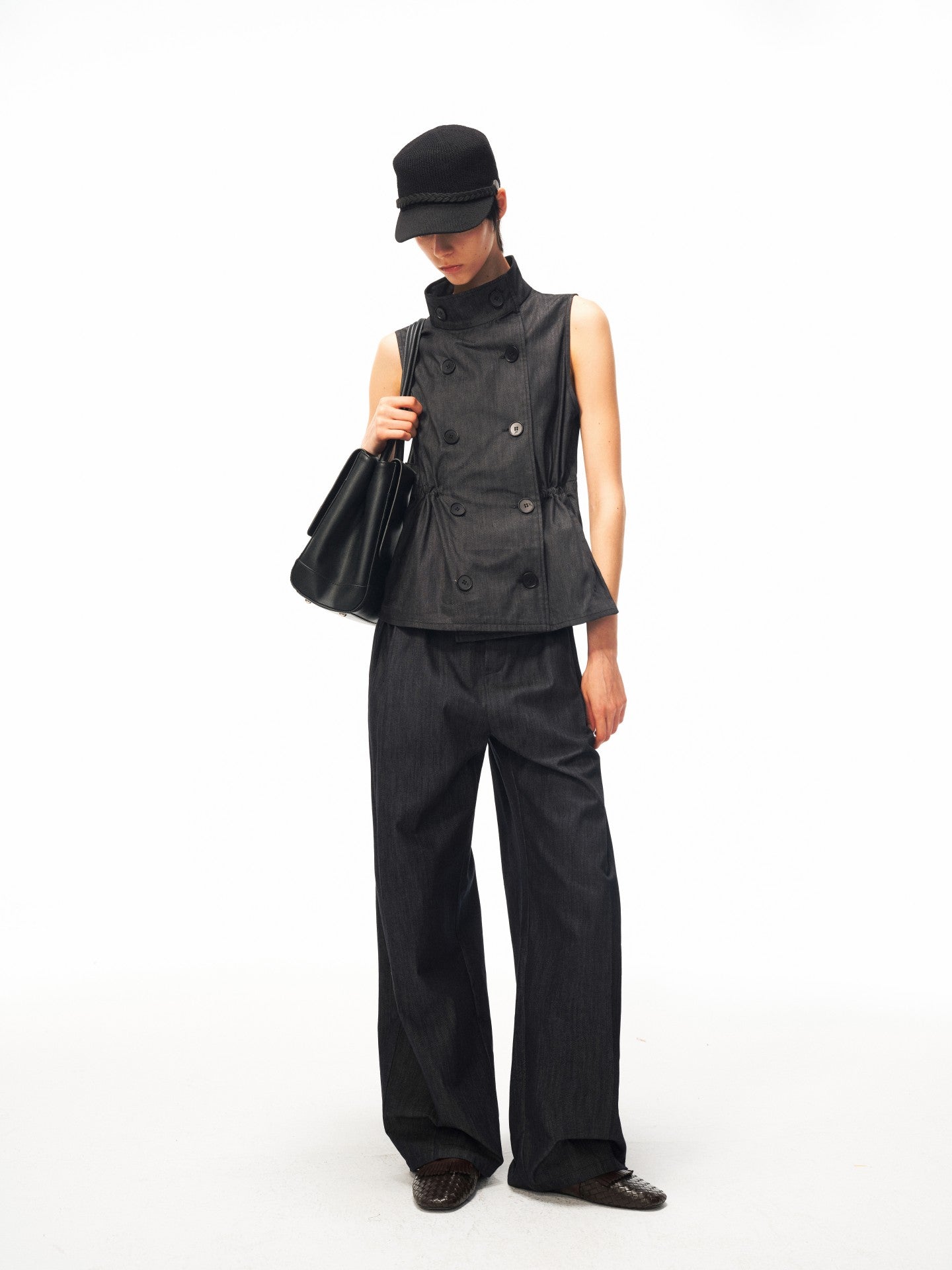 JCAESAR WOMEN Ultra‑Light Raw Denim Pleated Trousers – jcaesarclo