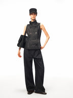 JCAESAR WOMEN Ultra‑Light Raw Denim Pleated Trousers