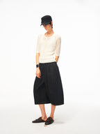 JCAESAR WOMEN Wide‑leg pleated mid‑length denim shorts