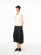 JCAESAR WOMEN Wide‑leg pleated mid‑length denim shorts