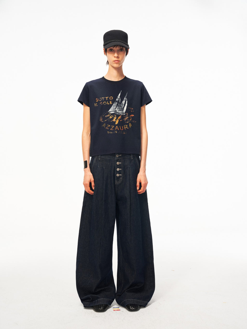 JCAESAR WOMEN Distressed Nautical Print T‑Shirt