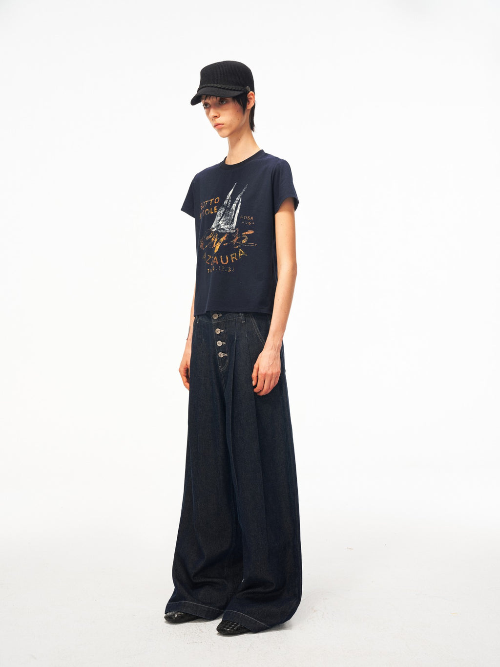 JCAESAR WOMEN Distressed Nautical Print T‑Shirt