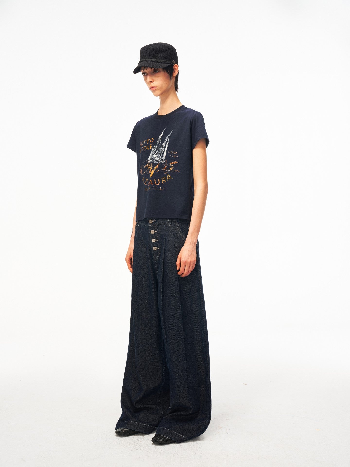 JCAESAR WOMEN Distressed Nautical Print T‑Shirt