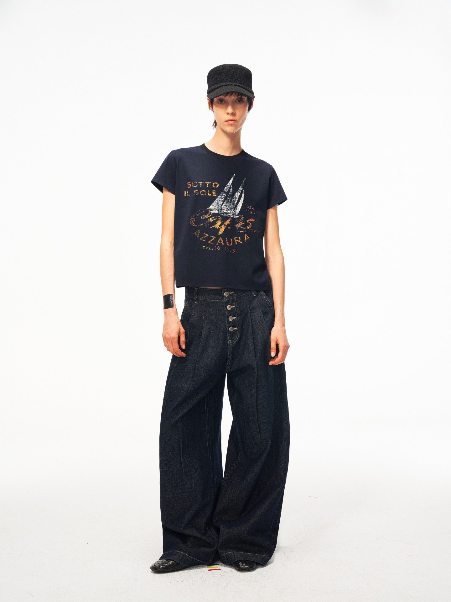 JCAESAR WOMEN Distressed Nautical Print T‑Shirt