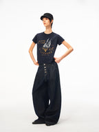 JCAESAR WOMEN Distressed Nautical Print T‑Shirt