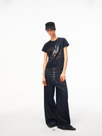JCAESAR WOMEN Distressed Nautical Print T‑Shirt