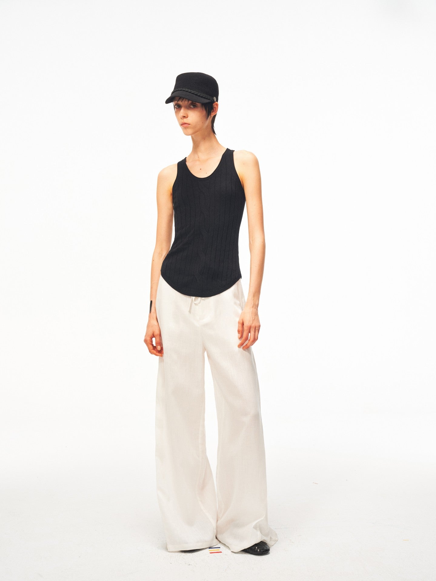 JCAESAR WOMEN Waist‑shaped cable‑knit fitted tank
